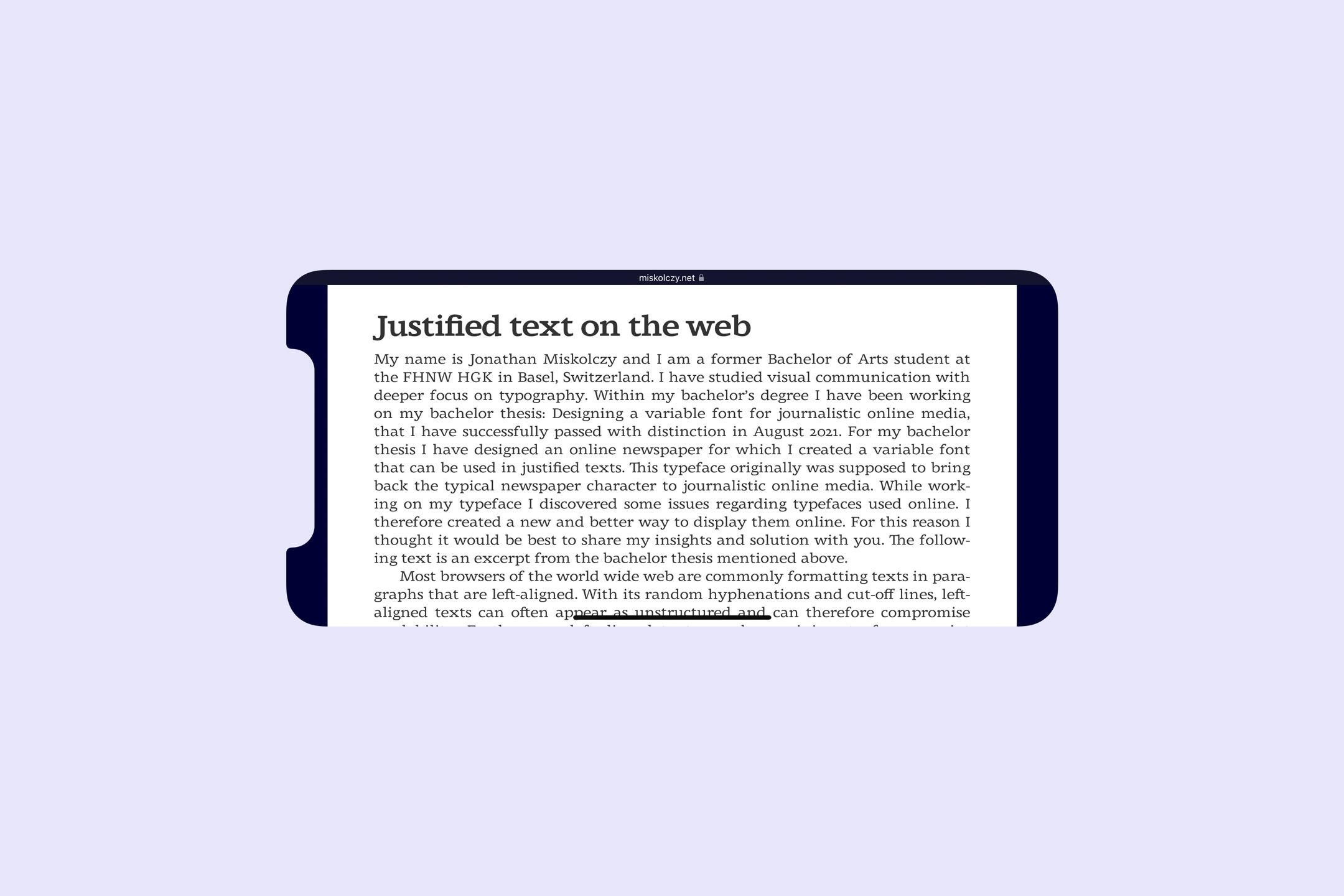 Gallery Justified text on the web dorn type specimen on smartphone landscape mode