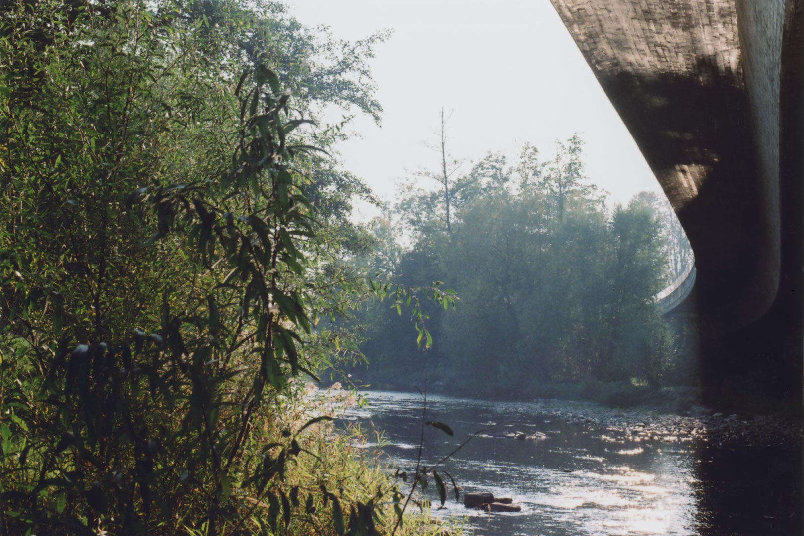 Gallery Refugium analog photography of a river underneath a bridge