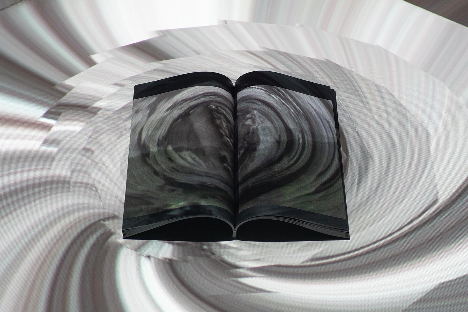 Gallery Refugium book at the exhibition with projection